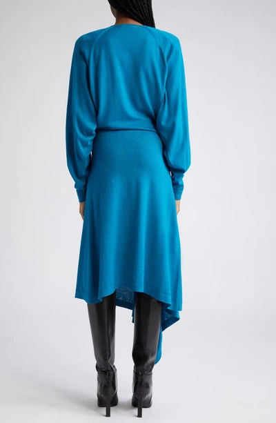 Shop Attico Atwell Wool Wrap Dress In Capri Blue