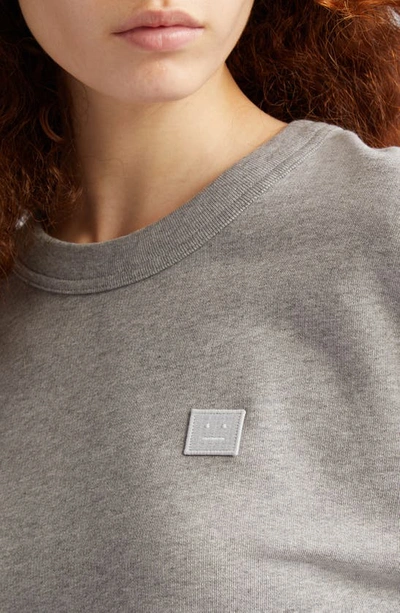 Shop Acne Studios Fairah Face Patch Oversize Cotton Sweatshirt In Light Grey Melange