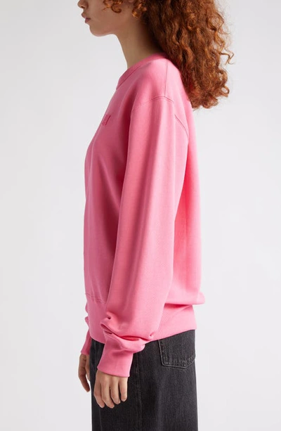 Shop Acne Studios Fairah Face Patch Oversize Cotton Sweatshirt In Bright Pink