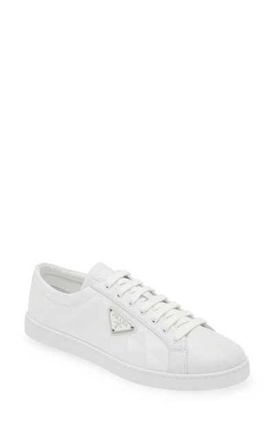 Shop Prada Lane Triangle Logo Sneaker In Bianco