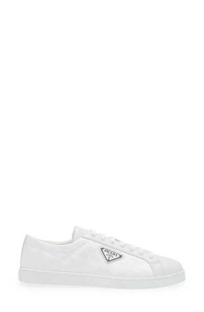Prada Brushed Leather Low-top Sneakers In Bianco