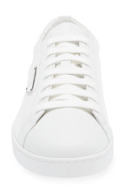 Prada Brushed Leather Low-top Sneakers In Bianco