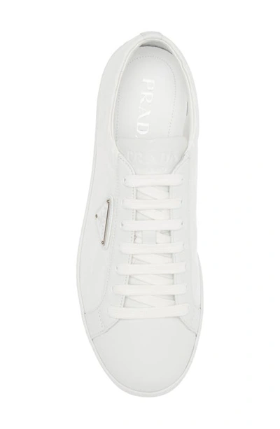 Prada Brushed Leather Low-top Sneakers In Bianco