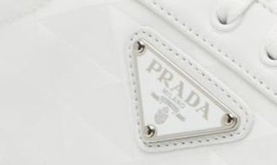 Prada Brushed Leather Low-top Sneakers In Bianco