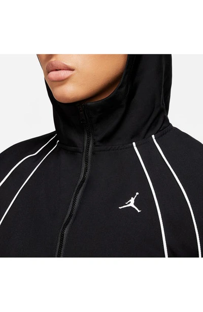Shop Jordan Woven Hooded Jacket In Black/ Smoke Grey