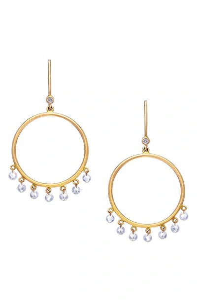 Shop Sethi Couture Cien Diamond Circle Drop Earrings In Yellow