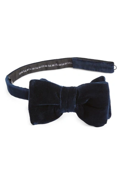 Shop Tom Ford Pre-tied Compact Velveteen Bow Tie In Ocean