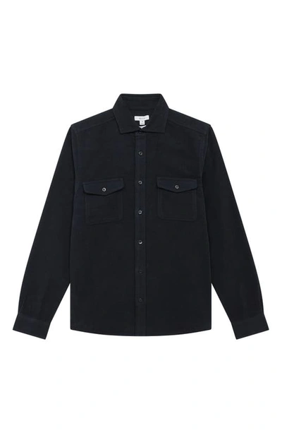 Shop Reiss Miami Solid Cotton Button-up Shirt In Navy