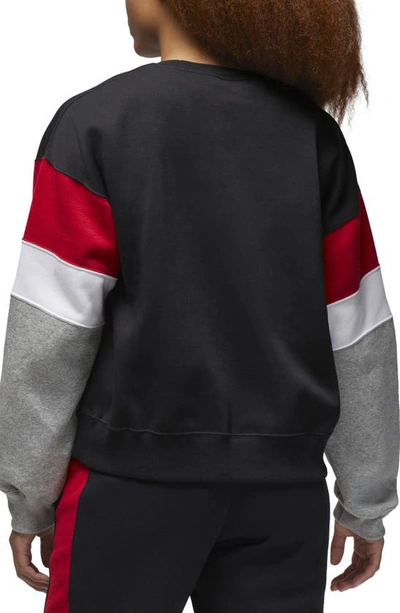 Shop Jordan Brooklyn Crewneck Sweatshirt In Black/ Grey Heather/ White