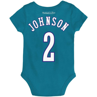 Shop Mitchell & Ness Infant  Larry Johnson Teal Charlotte Hornets Hardwood Classics Name & Number Bodysuit