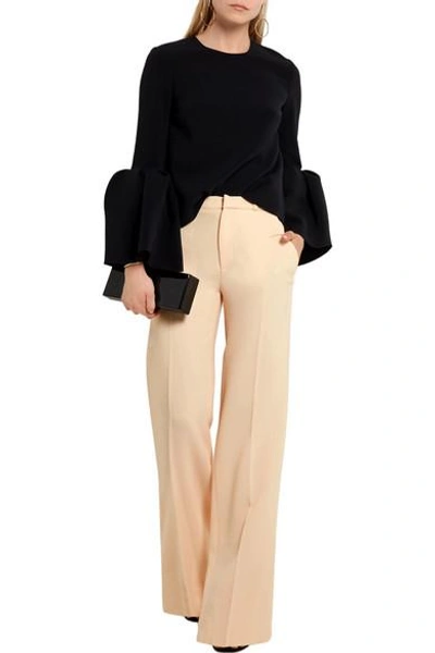 Shop Roland Mouret Lucanus Wool-crepe Wide-leg Pants