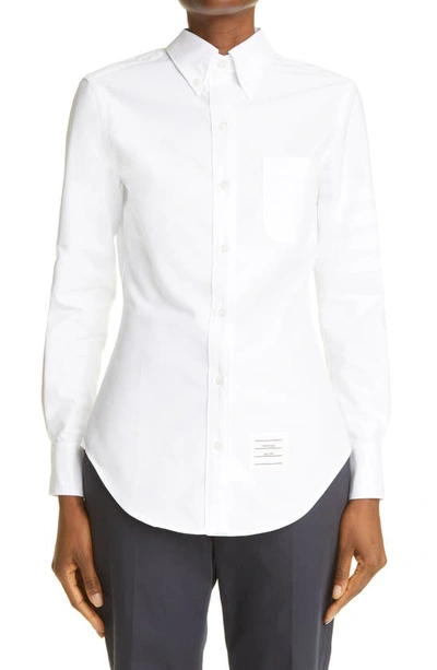 Shop Thom Browne Cotton Button-down Shirt In White