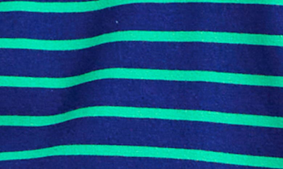 Shop English Factory Stripe Puff Sleeve Top In Navy/ Green