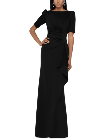 Shop Xscape Womens Layered Stretch Maxi Evening Dress In Black