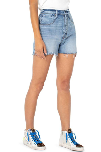 Shop Serra Ollie High Rise Jean Shorts In Waterline In Blue