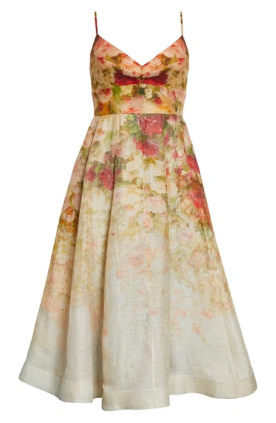 Shop Zimmermann Garden Picnic Linen & Silk Dress In Rosy Garden Print