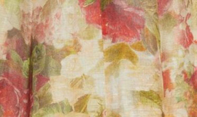 Shop Zimmermann Garden Picnic Linen & Silk Dress In Rosy Garden Print