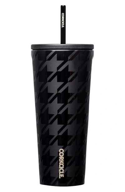 Shop Corkcicle 24-ounce Insulated Cup With Straw In Onyx Houndstooth