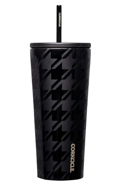 Shop Corkcicle 24-ounce Insulated Cup With Straw In Onyx Houndstooth
