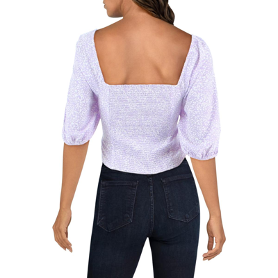 Shop Riley & Rae Womens Square Neck Smocked Cropped In Purple