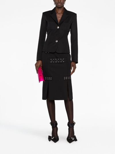 Shop Alessandra Rich Lattice-embellished Midi Skirt In Black