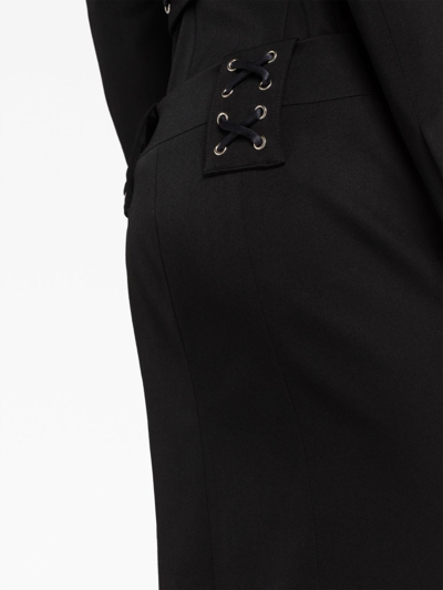 Alessandra Rich Lace-up Skirt With Fitted Silhouette And Slits In Black