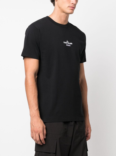 Shop Stone Island Logo-print Cotton T-shirt In Black