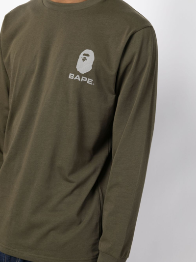 Shop A Bathing Ape Logo-print Cotton Sweatshirt In Green
