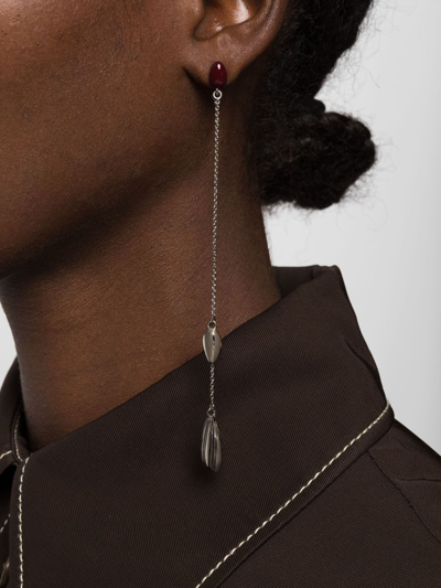 Shop Lemaire Bead-embellished Drop Earrings In Silver