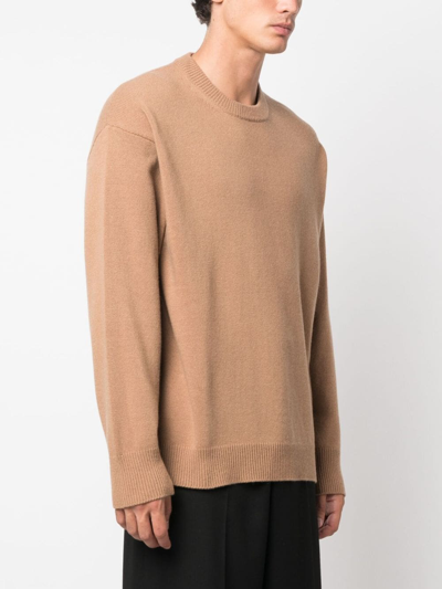 Roberto Collina Crew-neck Wool-blend Jumper In Neutrals