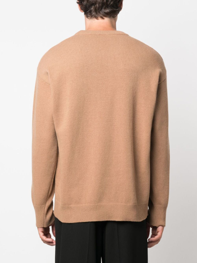 Roberto Collina Crew-neck Wool-blend Jumper In Neutrals