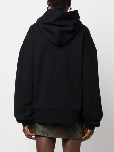 Moschino Jeans Logo-print Cotton Hoodie In Black