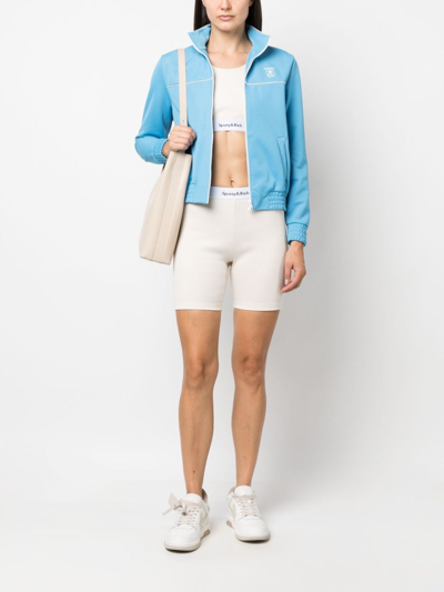 Shop Sporty And Rich Logo-print Zip-up Jacket In Blue