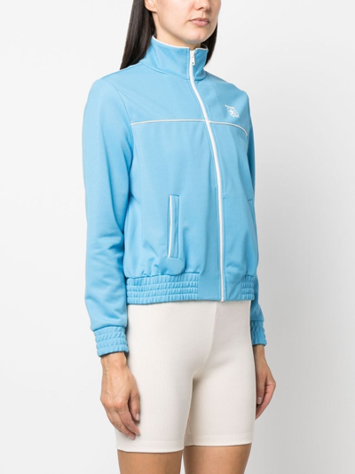 Shop Sporty And Rich Logo-print Zip-up Jacket In Blue