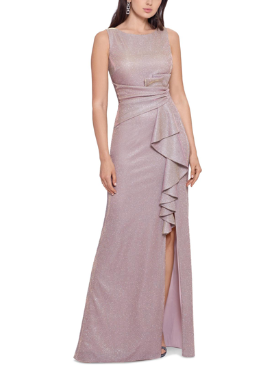 Shop Betsey Johnson Womens Metallic Split-leg Evening Dress In Purple