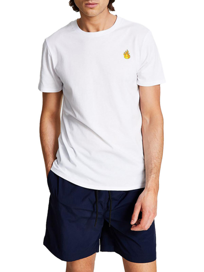 Shop And Now This Fire Mens Short Sleeve Crewneck Graphic T-shirt In White
