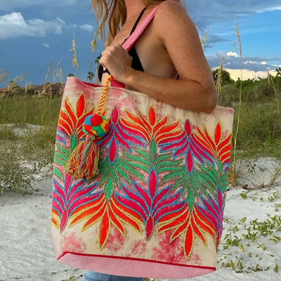Shop Shiraleah Feather Tie Dye Tote Bag In Multi