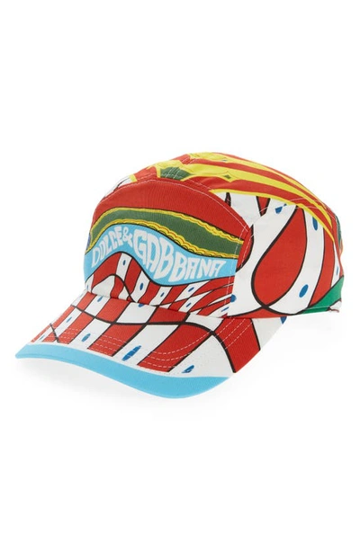 Shop Dolce & Gabbana Carretto Print Baseball Cap In Red Multi