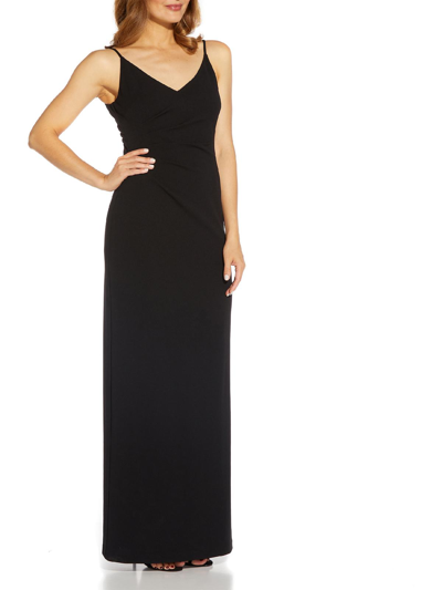 Shop Adrianna Papell Womens Pleated Maxi Evening Dress In Black