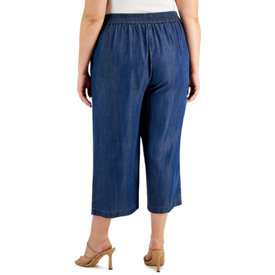 Shop Calvin Klein Plus Womens Tencel Crop Wide Leg Pants In Blue