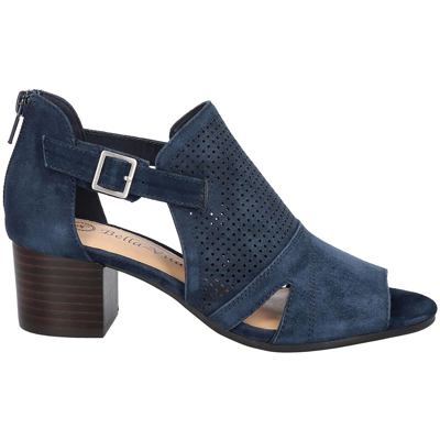 Shop Bella Vita Illiana Womens Leather Perforated Block Heel In Blue