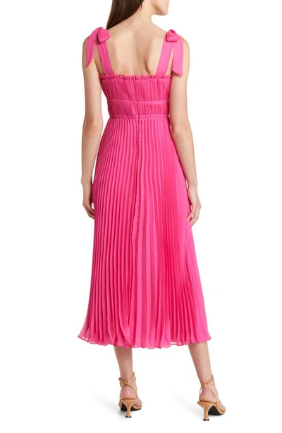 Shop Adelyn Rae Bianca Pleated Organza Midi Dress In Hot Pink