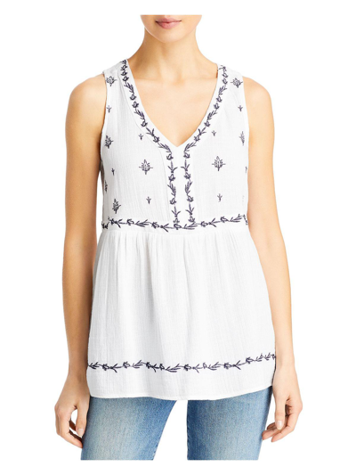 Shop Cupio Womens Embroidered V-neck Pullover Top In White