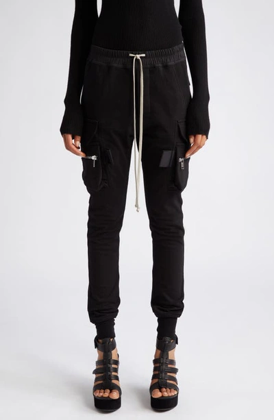 Rick Owens Mastodon Satin-trimmed Cotton-jersey Track Trousers In