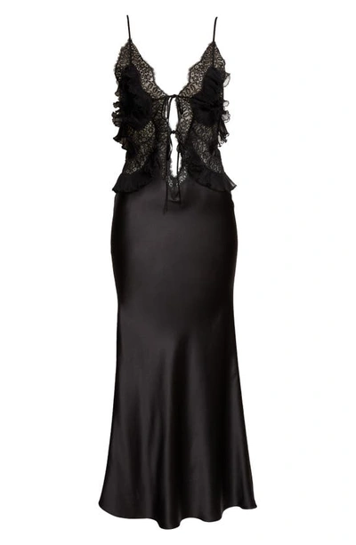 Shop Alexander Wang Lace Detail Silk Slipdress In 001 Black