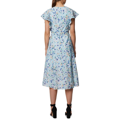 Shop Bcbgeneration Womens Floral Ruffled Wrap Dress In Blue