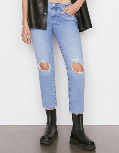 Frame Le Garcon Crop Organic Cotton Distressed Mid-rise Straight Jeans In Multi