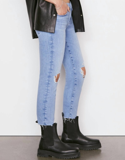 Frame Le Garcon Crop Organic Cotton Distressed Mid-rise Straight Jeans In Multi
