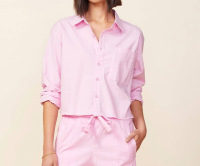 Shop Monrow Cropped Poplin Shirt In Pink Lavender In Multi