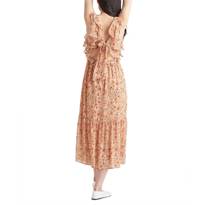 Shop Black Tape Womens Chiffon Floral Midi Dress In Beige